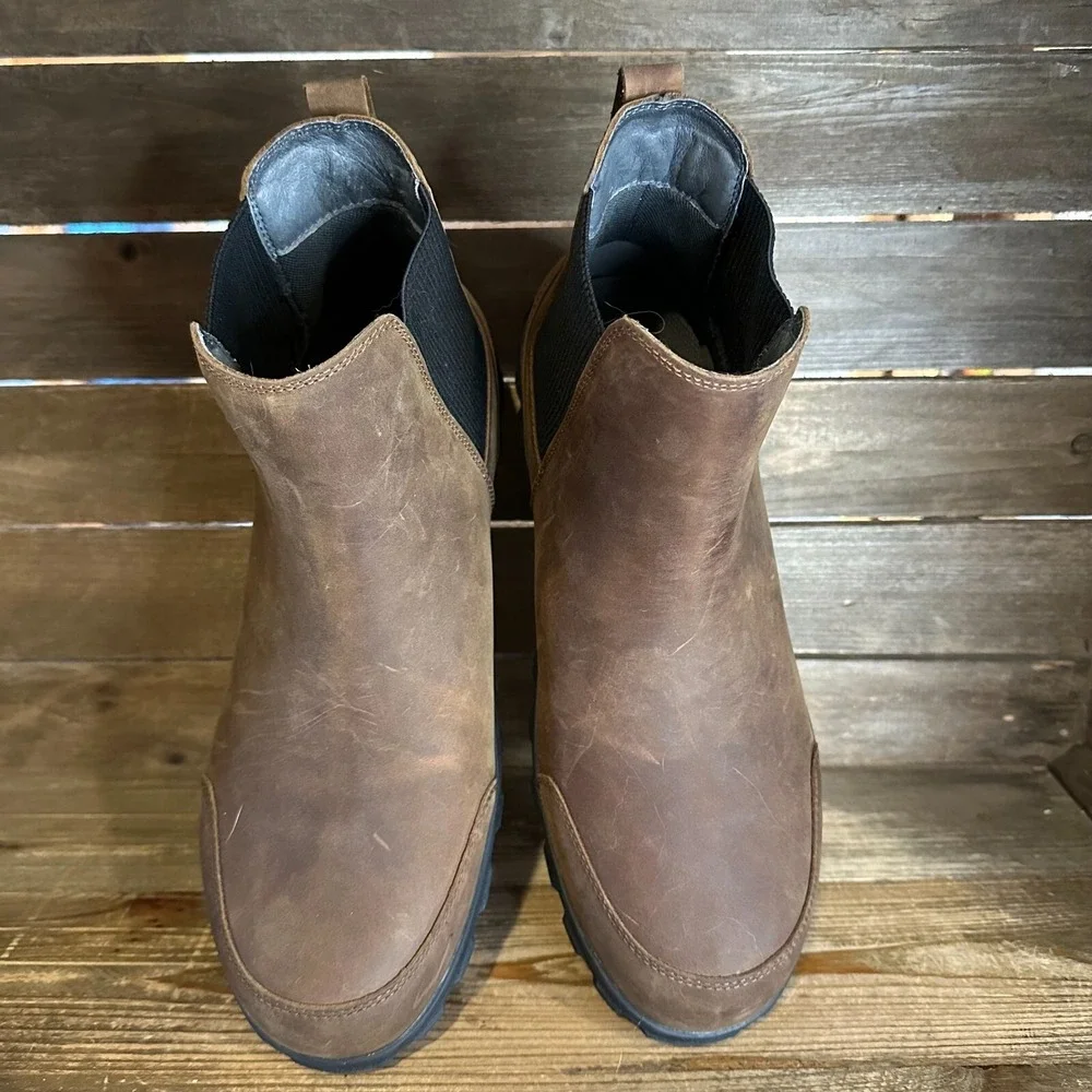 New Mens Bogs Chelsea Brown Nubuck Leather Casual Comfort Ankle Boots Size 12‎ M